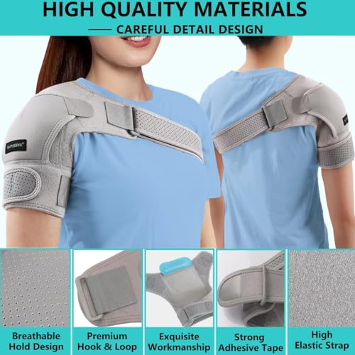 Adjustable Shoulder Brace Wrap (Gray, Small) D723079