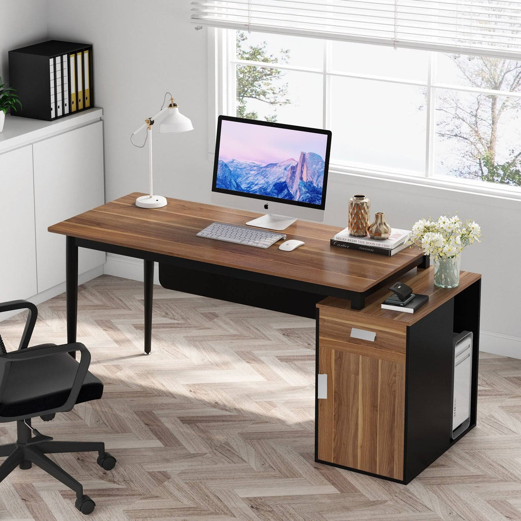 55 inch Computer Desk with Drawers and Storage Cabinet N607