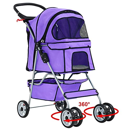 Black Double Pet Stroller with Wheels W407