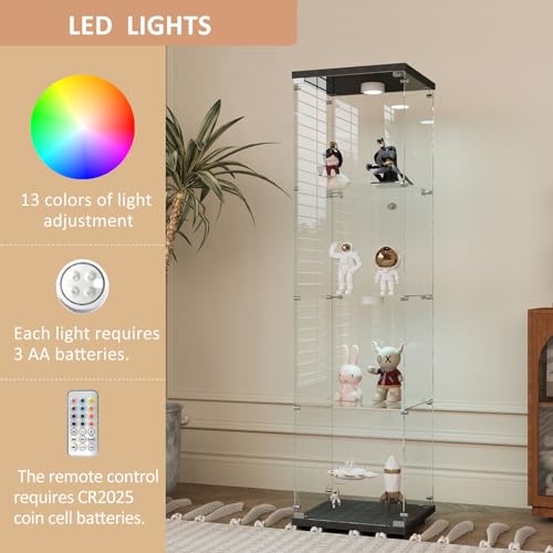 White Two-Door Glass Display Cabinet with 4 Shelves D760