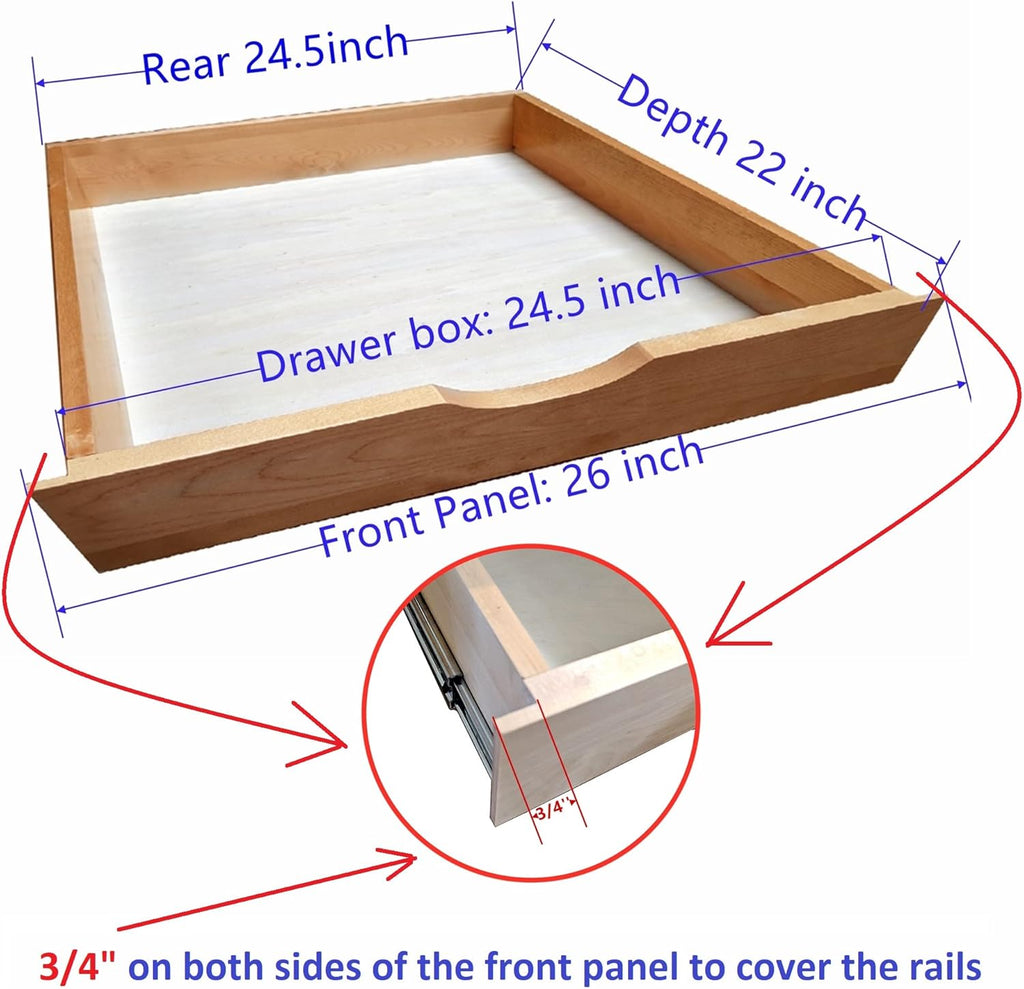 Soft Close Wooden Under Cabinet Pull Out Drawer Organizer (26 Inch) L4137