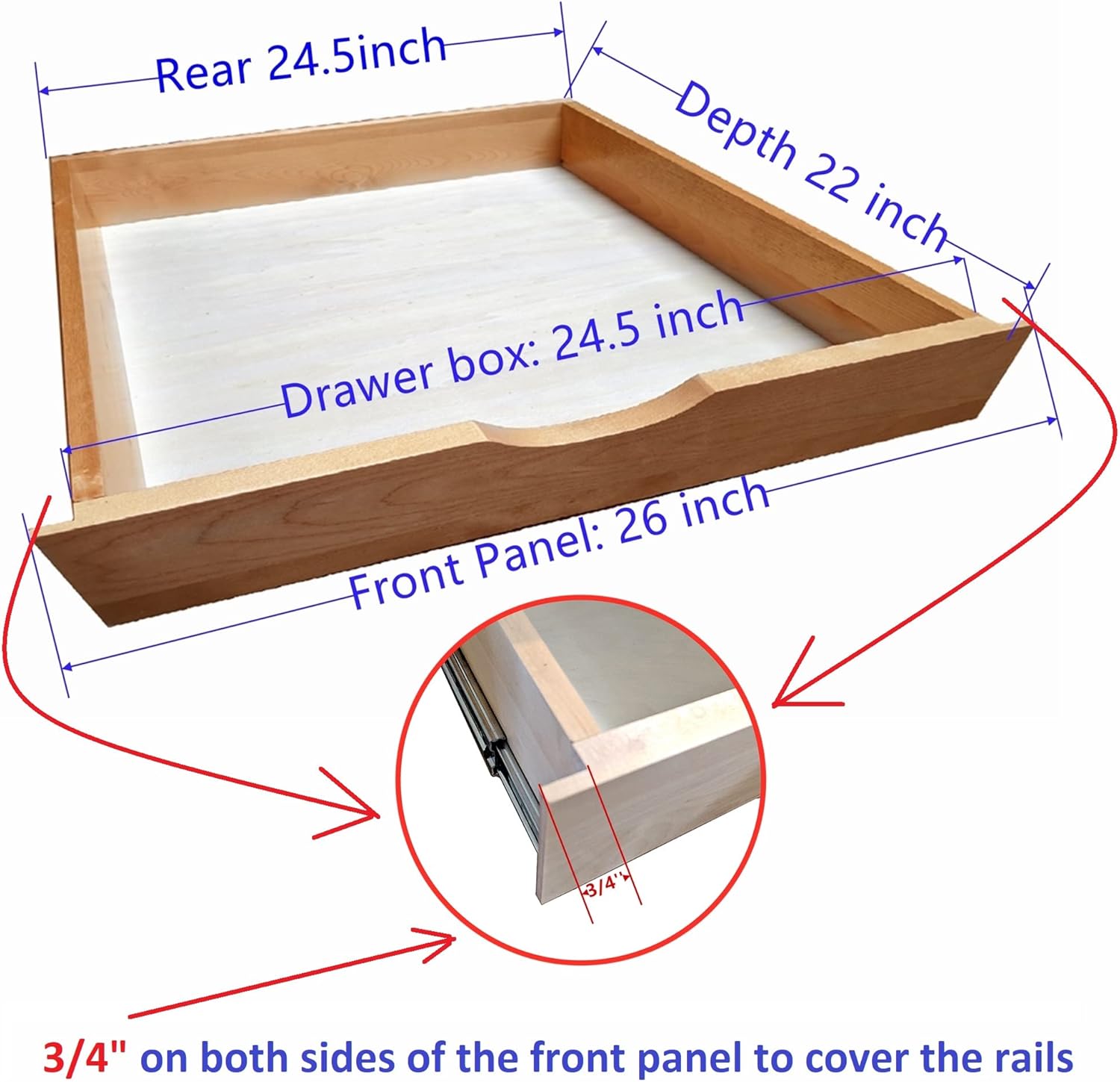 Soft Close Wooden Under Cabinet Pull Out Drawer Organizer (26 Inch) L4137