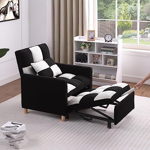 Adjustable Velvet Sleeper Sofa Chair Bed with Pillow V8455