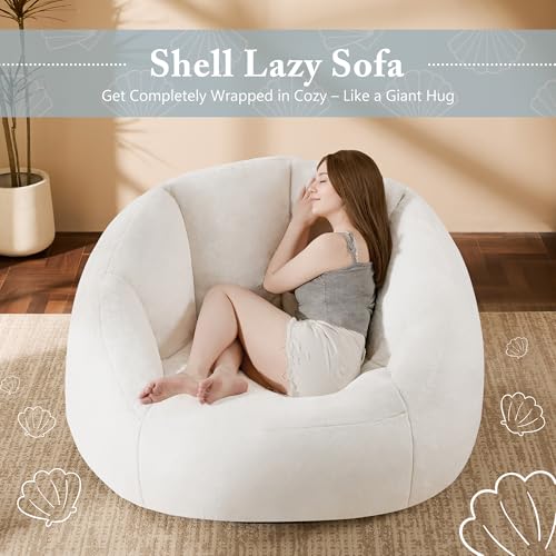 Beige Oversized Bean Bag Chair E904222