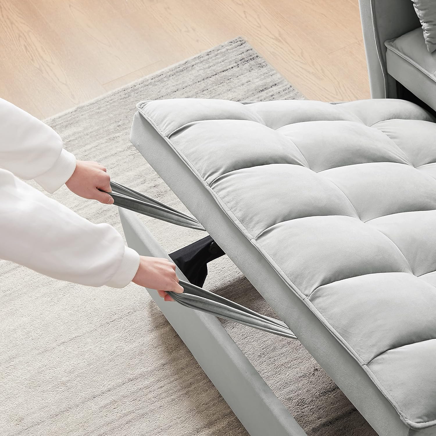 Gray Full Pull Out Sofa Bed with Pillows M9619