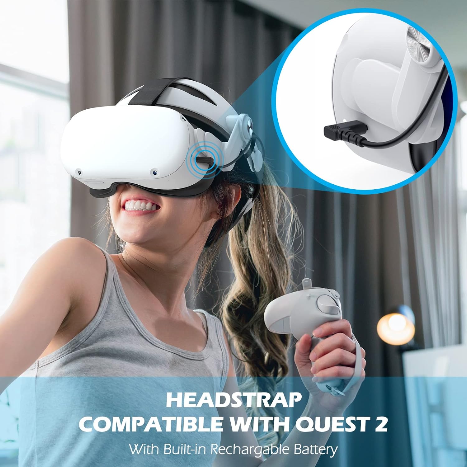 Rechargable Adjustable Head Strap for VR Headset J998