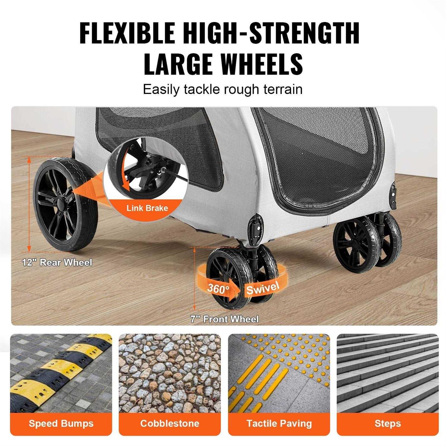 4 Wheels Pet Stroller with Brakes C915157