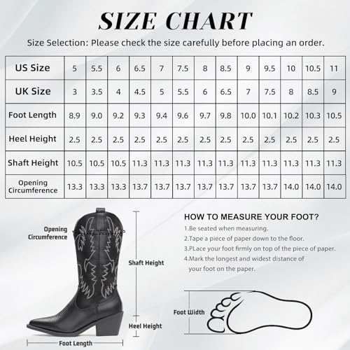 Cowboy Boots Pull On Pointy Toe Mid Calf Boots H40485