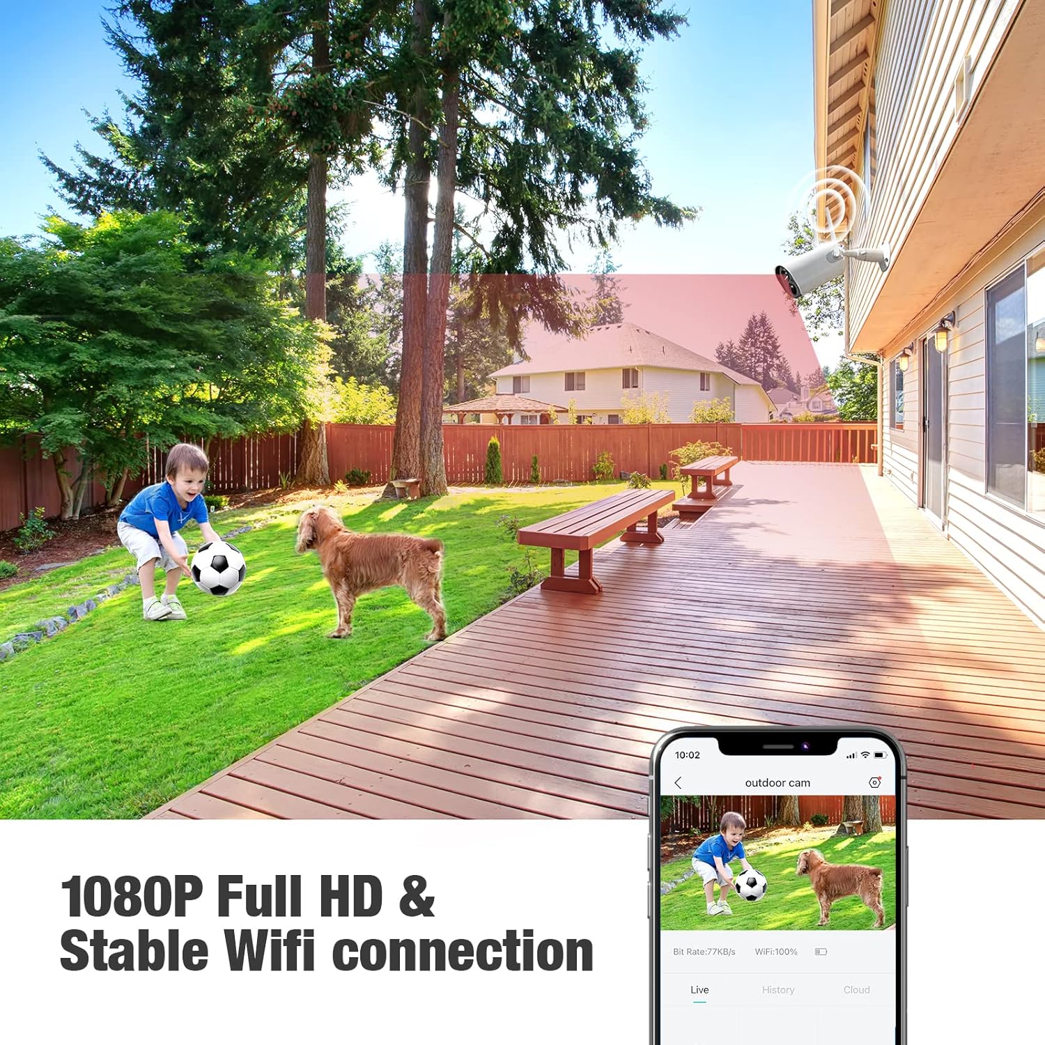 1080P Battery Powered Outdoor Security Camera with Night Vision B38176