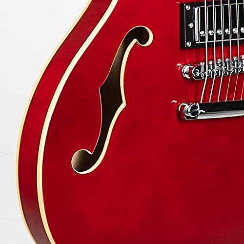 Full Scale Semi-Hollow Body Electric Guitar Stainless Steel Frets Red F219