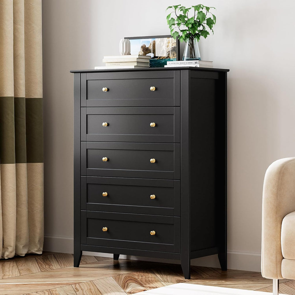 Black 5 Drawer Wood Dresser H242705