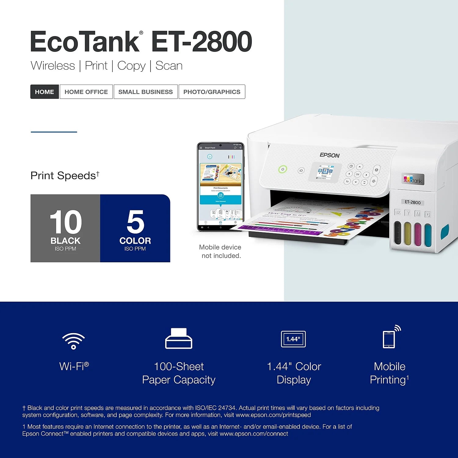 White Wireless All-in-One Supertank Printer V58037