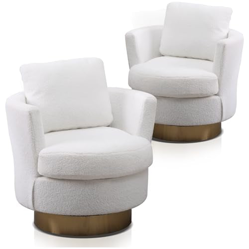 White Teddy Swivel Barrel Chair H826518