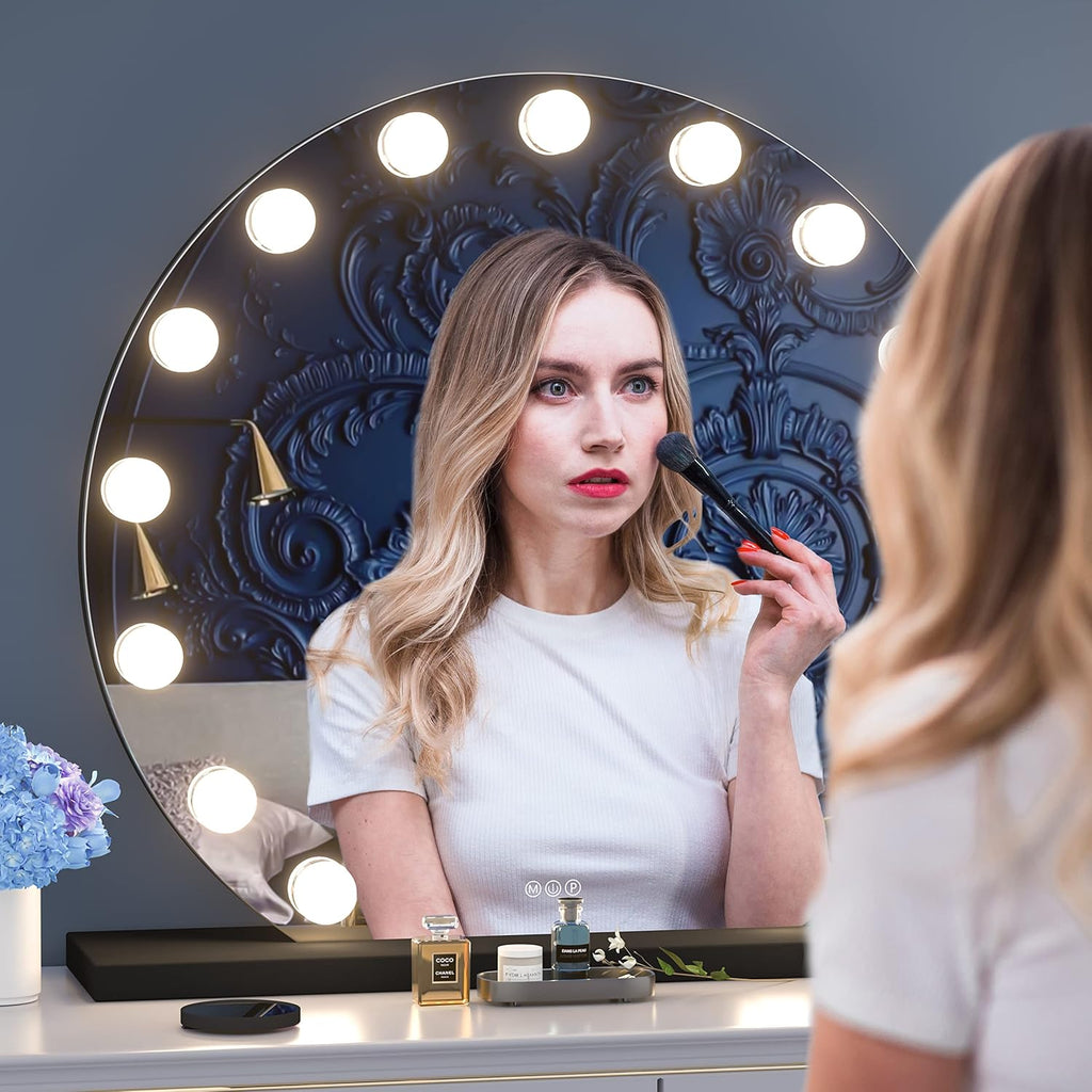 32" x 28" Black Vanity Mirror with Lights T49149