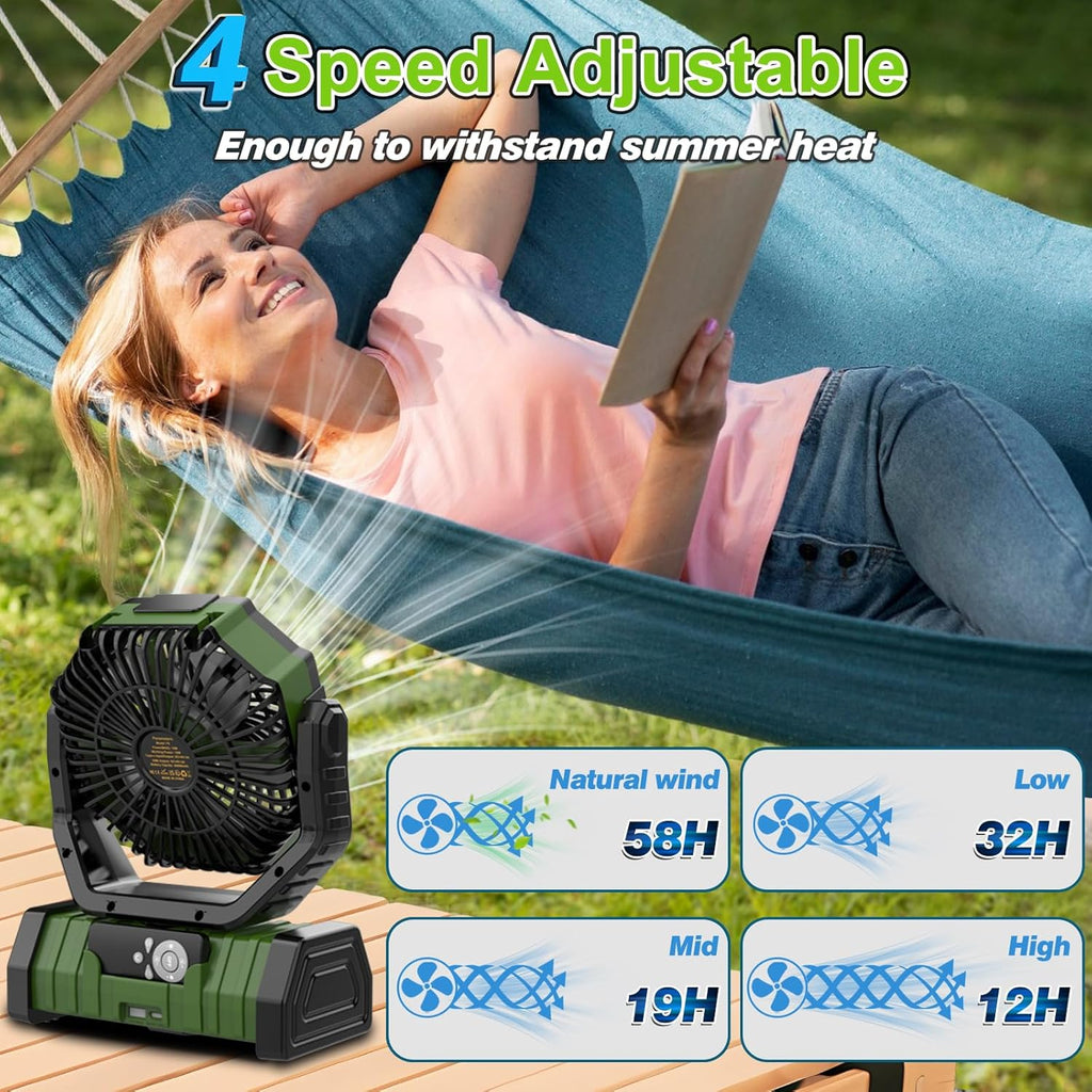 20000mAh Rechargeable Portable Camping Fan with LED Lantern T8543