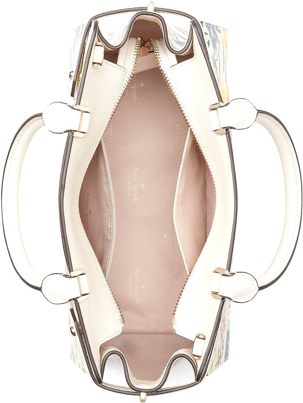 Cream Medium Top Zip Satchel Crossbody L6866