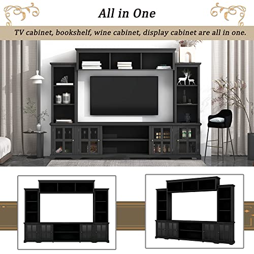 White TV Stand with Storage Bridge and Glass Door Cabinet X2391