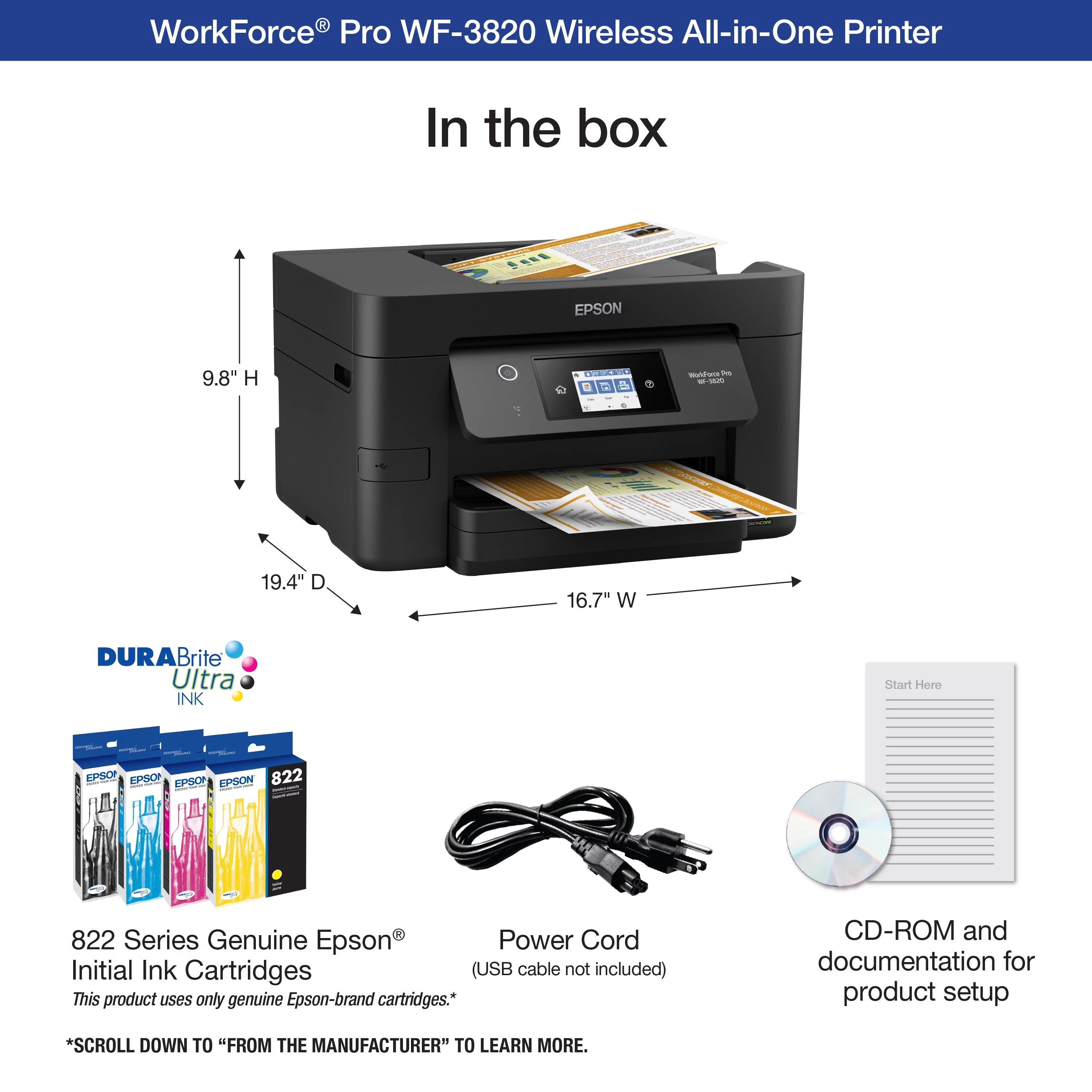 Black Wireless Color Inkjet All-in-One Printer X399224