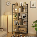 5 Tier Rustic Brown Bookshelf with Metal Frame M7552