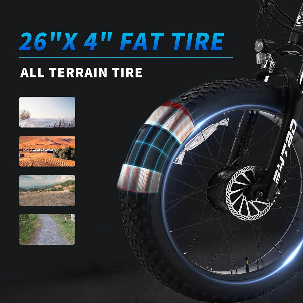 26" x 4" Fat Tire Electric Bike with 48V 15AH Removable Battery A480