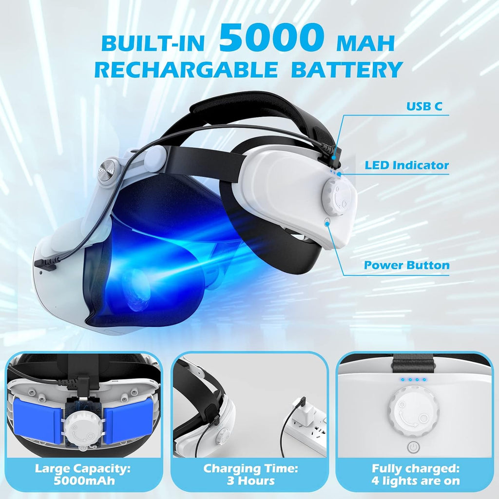 Rechargable Adjustable Head Strap for VR Headset J998