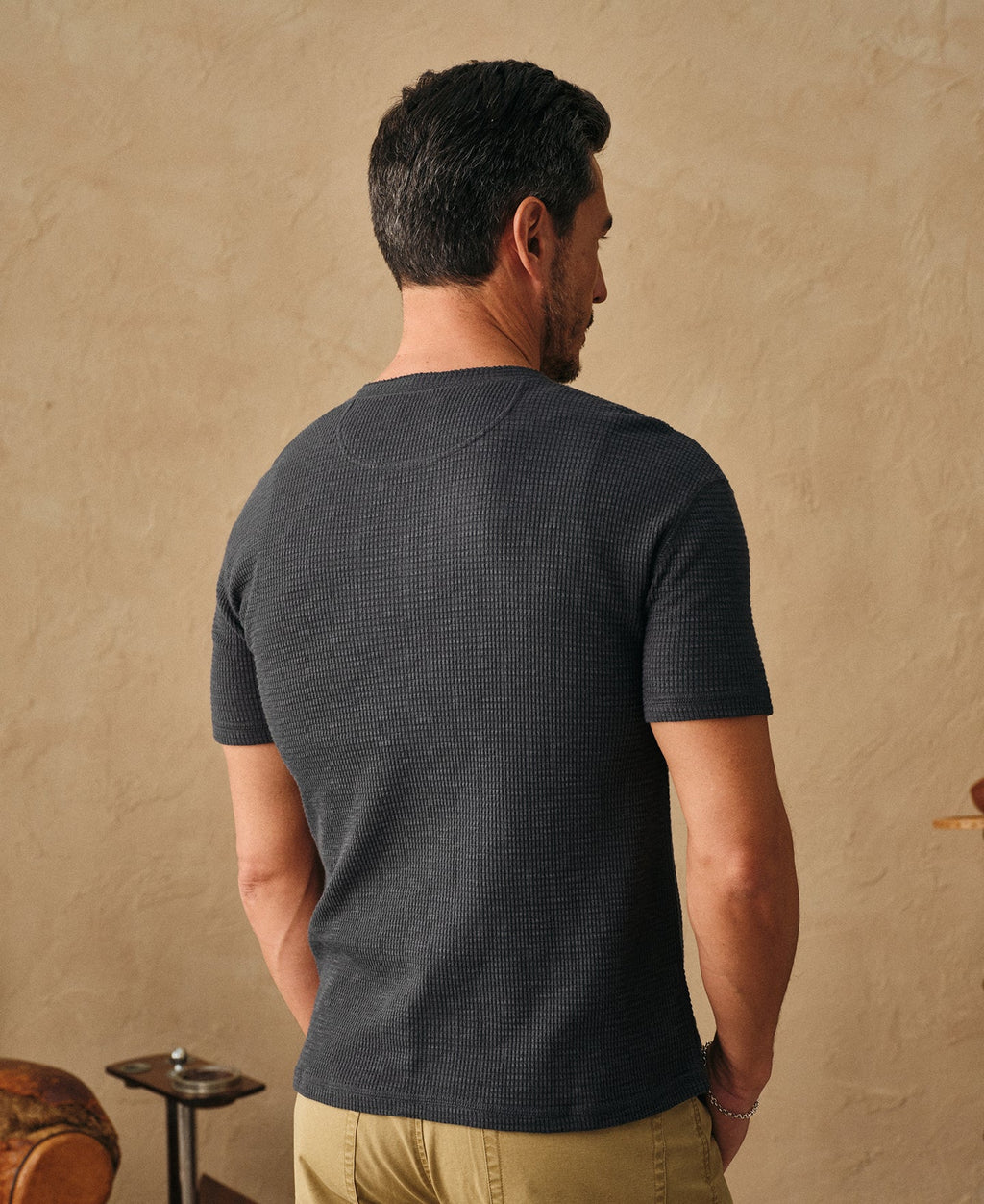 Honeycomb Waffle Knit Henley T-shirt
