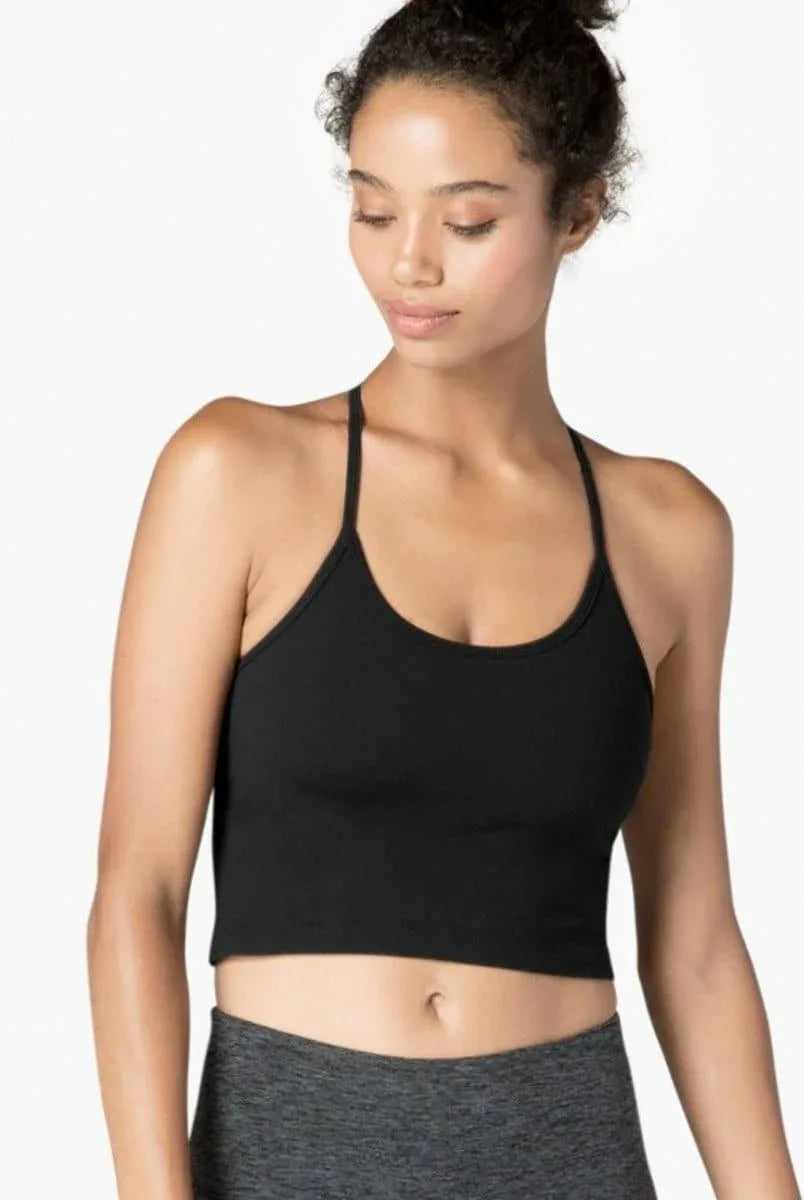 Slim Cropped Racerback Tank Top - Darkest Night