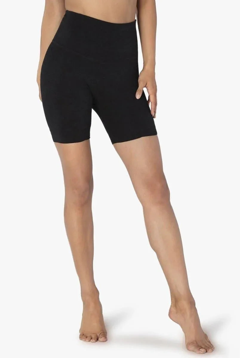 Spacedye High Waisted Biker Shorts - Black