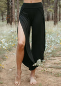 Bhakti Heavy Weight Jersey Flowy Yoga Pants - Black