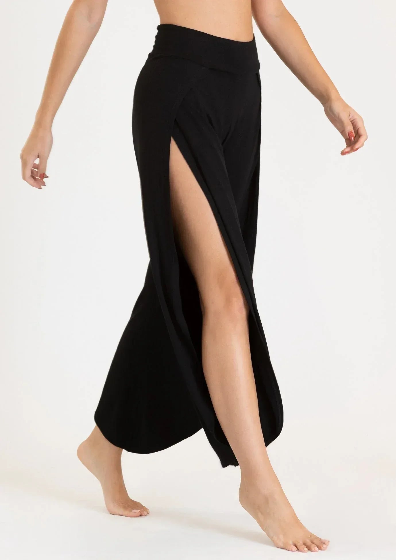 Bhakti Heavy Weight Jersey Flowy Yoga Pants - Black