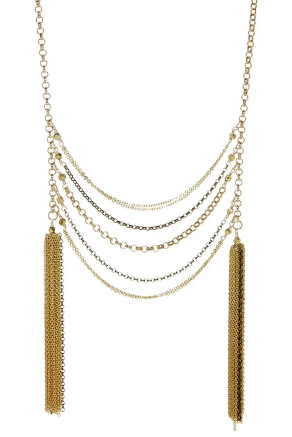 Big Daddy Gold and Brass Tassel Necklace