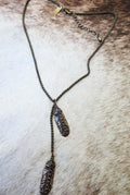 Cielo Feather Antique Bronze Lariat Necklace