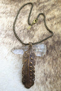 Cielo Boho Feather Antique Bronze Pendant