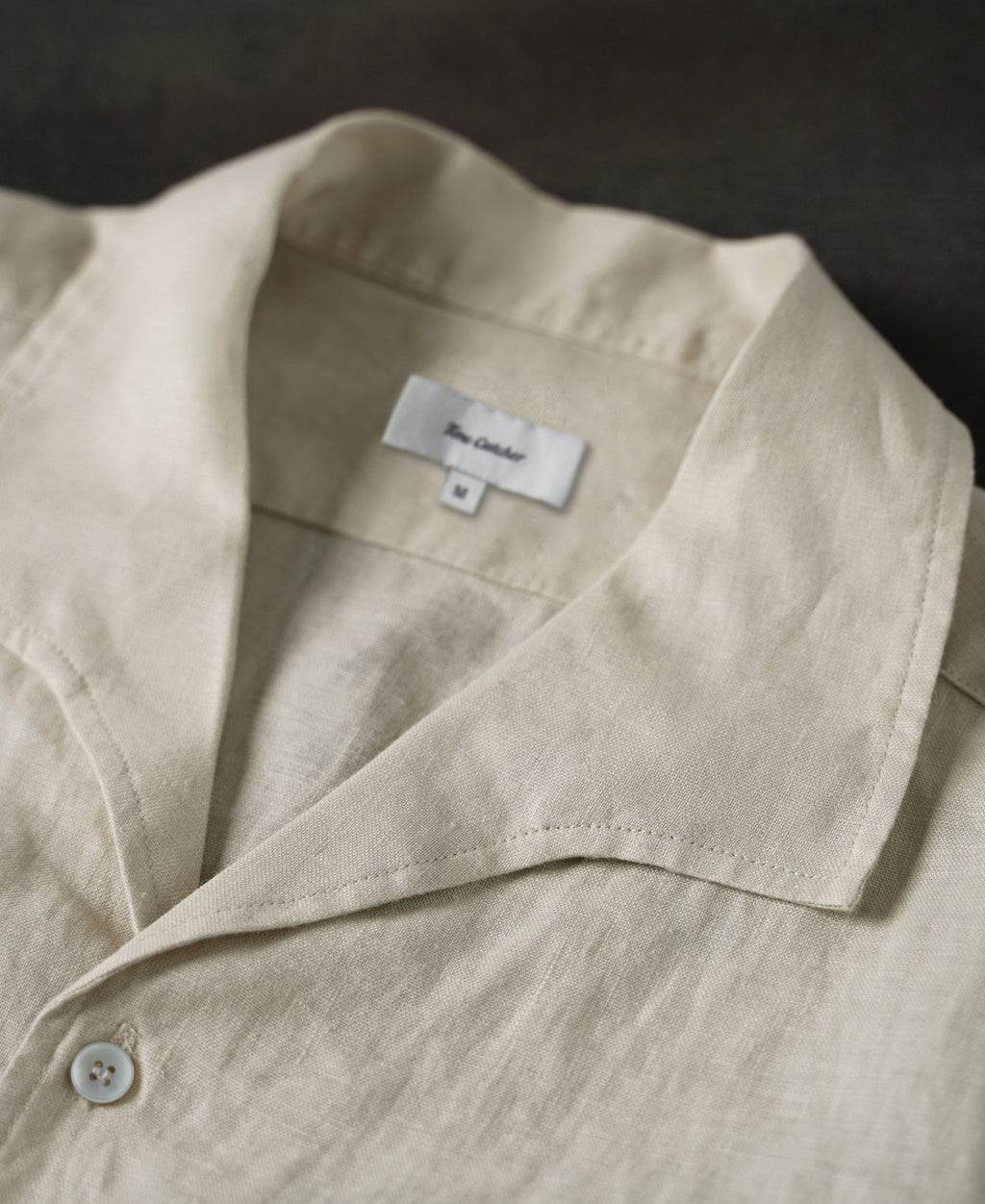 1950s Italian Collar Linen Short Sleeve Shirt