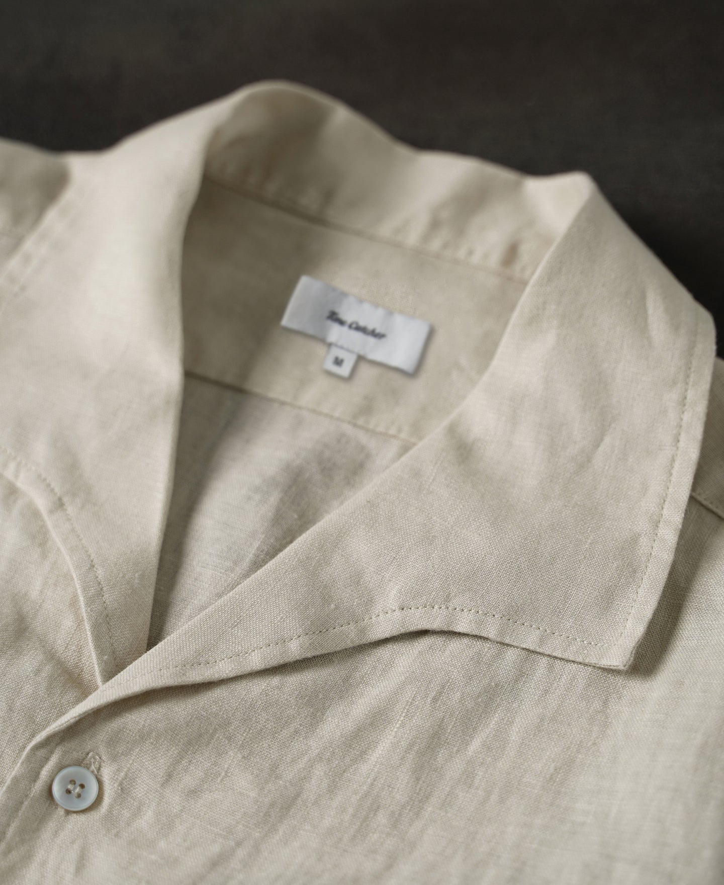 1950s Italian Collar Linen Short Sleeve Shirt