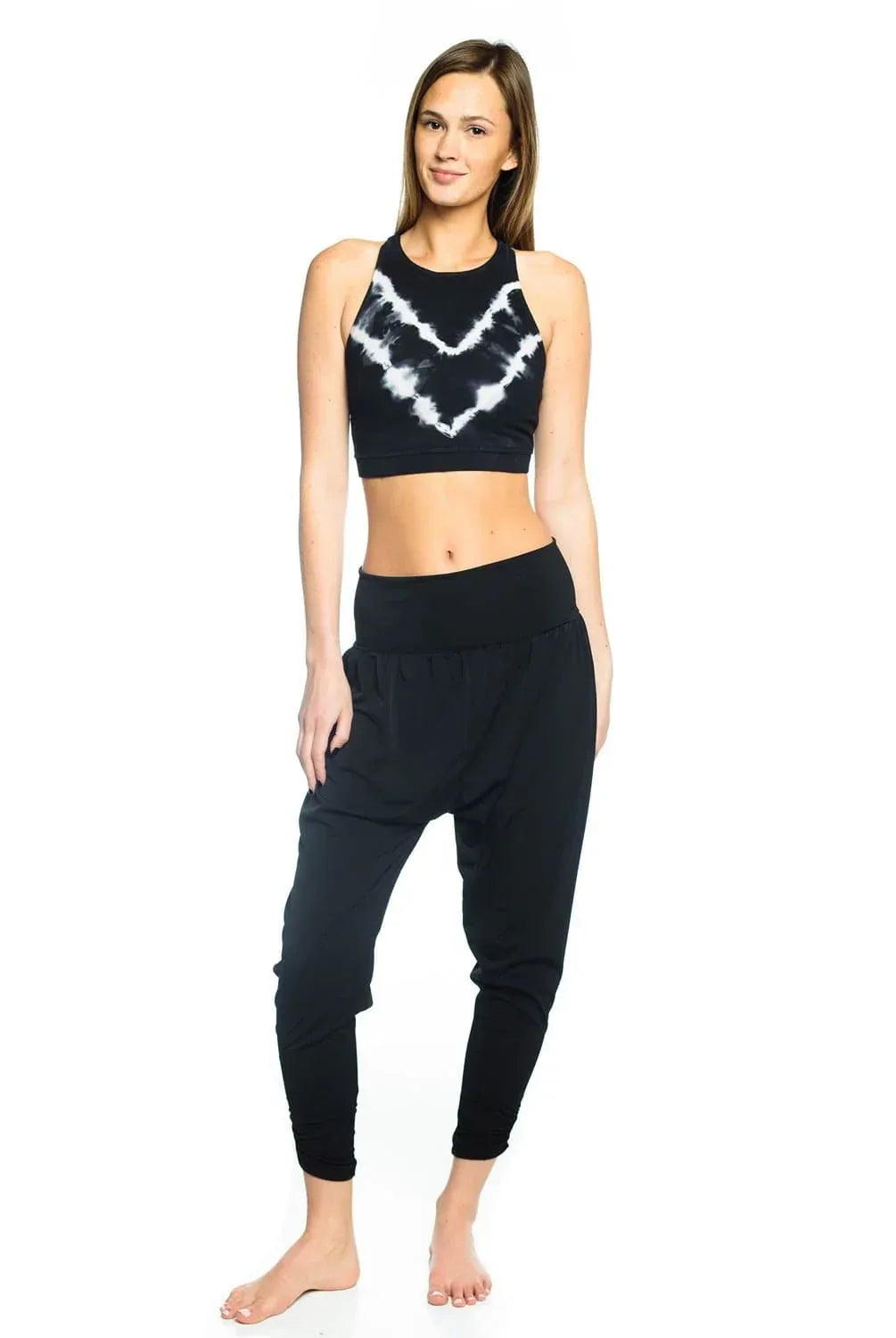 Grayson Tie-Dye Halter Crop Tank Top - Black
