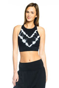 Grayson Tie-Dye Halter Crop Tank Top - Black
