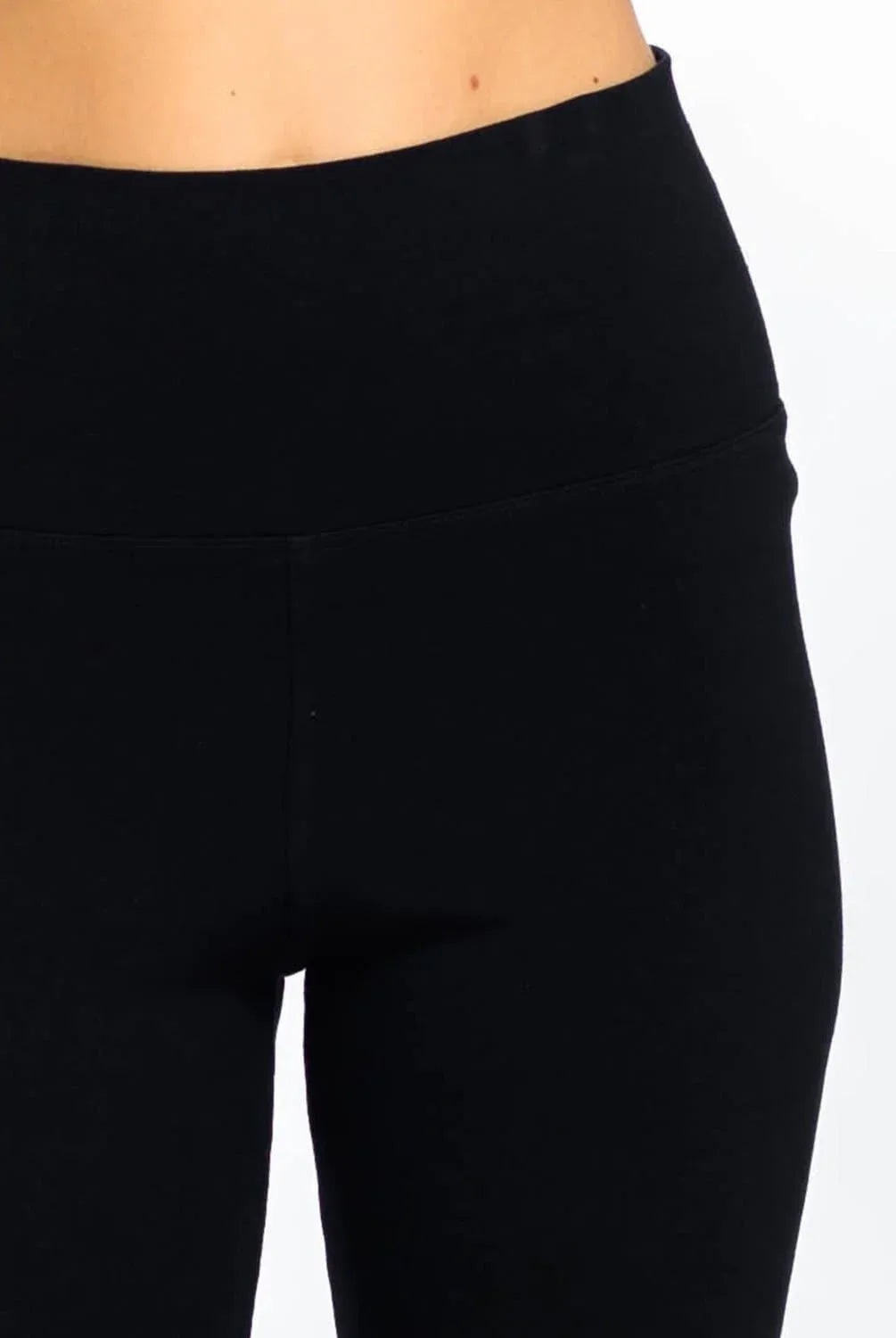 Stylish Rolldown Bootcut Leggings - Black