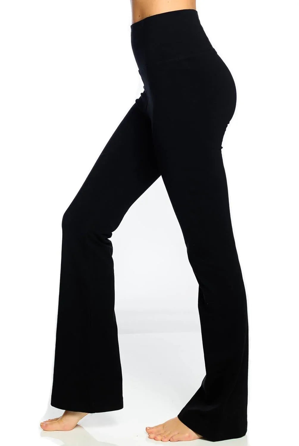 Stylish Rolldown Bootcut Leggings - Black