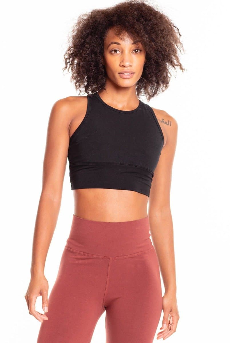 Wrap Back Bra Top with Supportive Crop Fit for Yoga - Black
