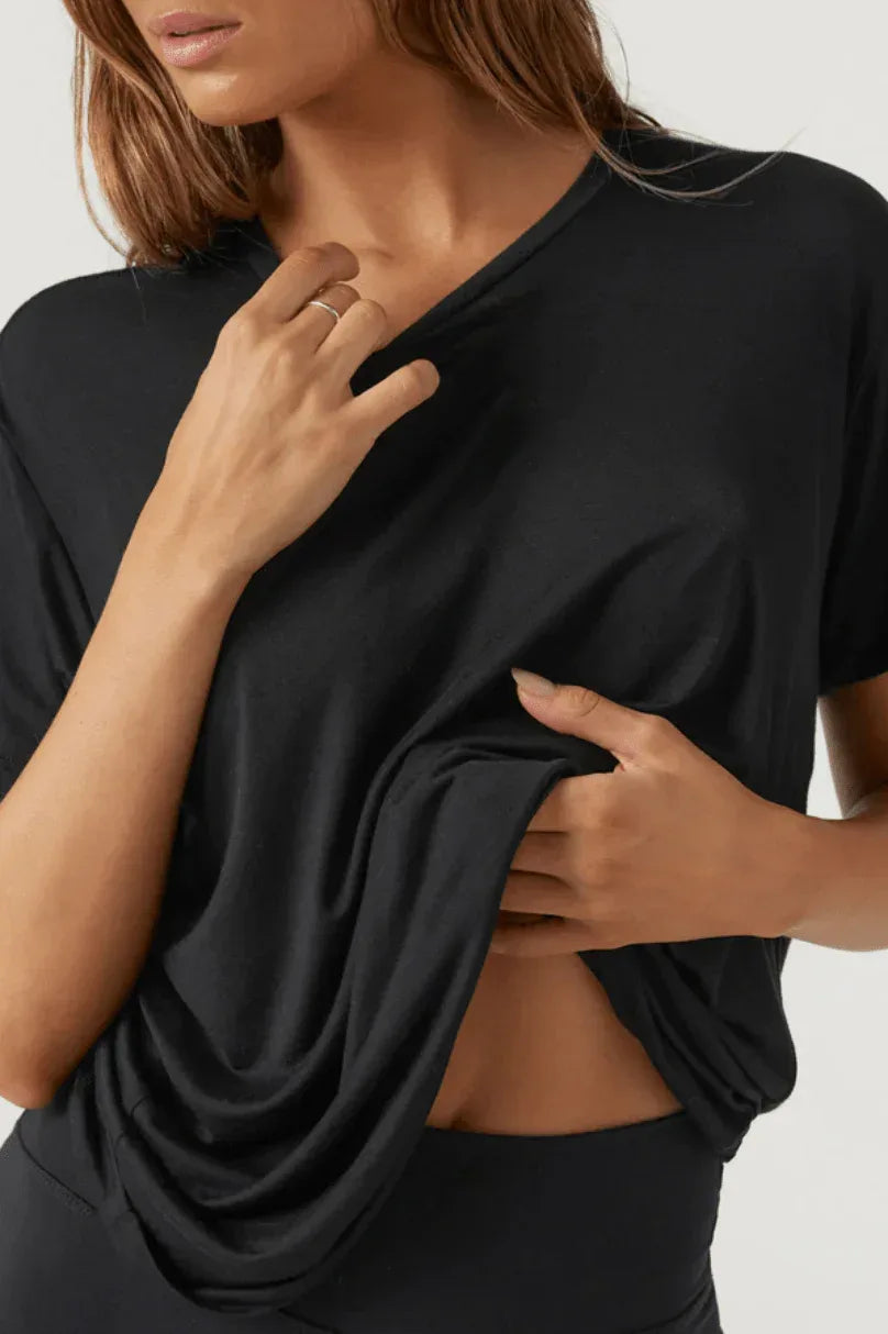 Casual Black Boyfriend Shirt for Women – Soft Cotton Relaxed Tee