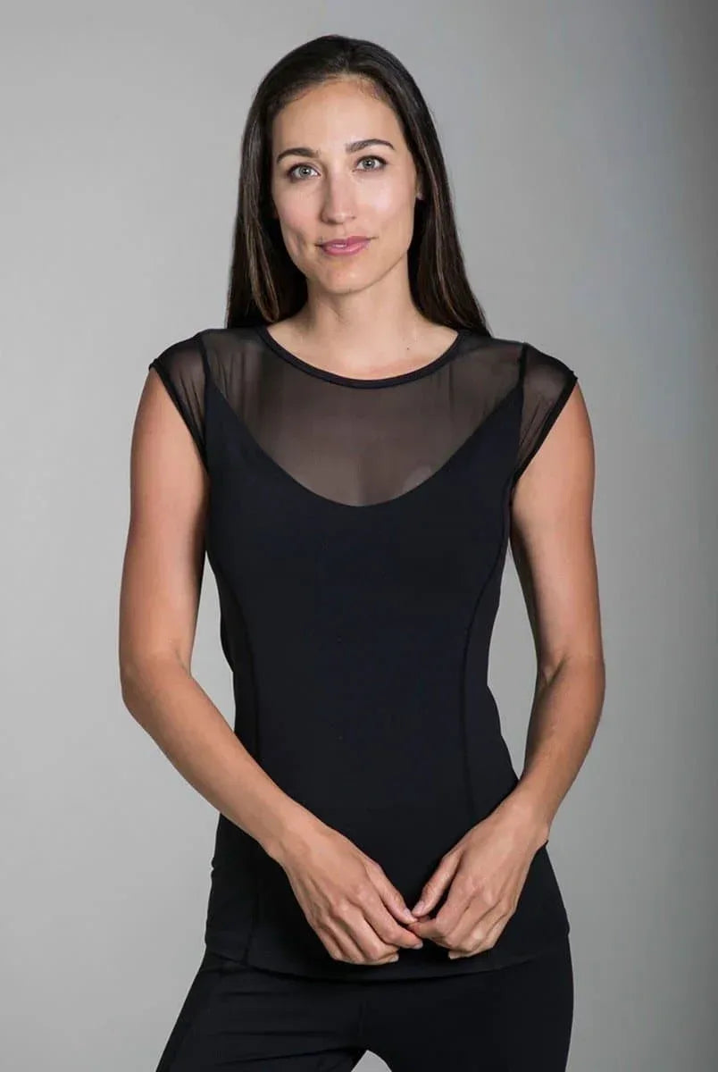 Crescent Mesh Yoga Cap Sleeve