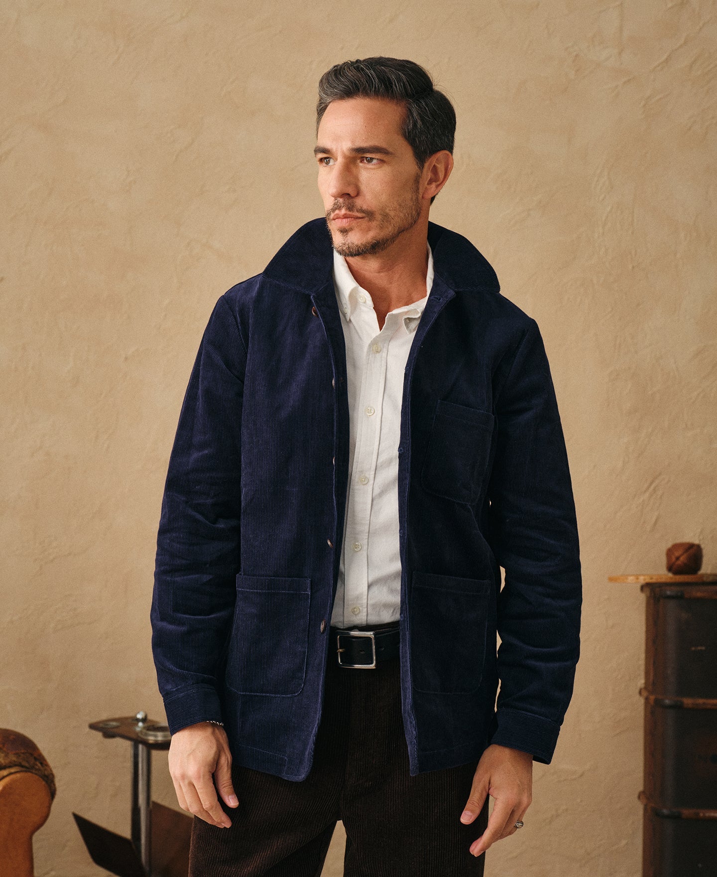 1940s French Indigo Corduroy Chore Coat