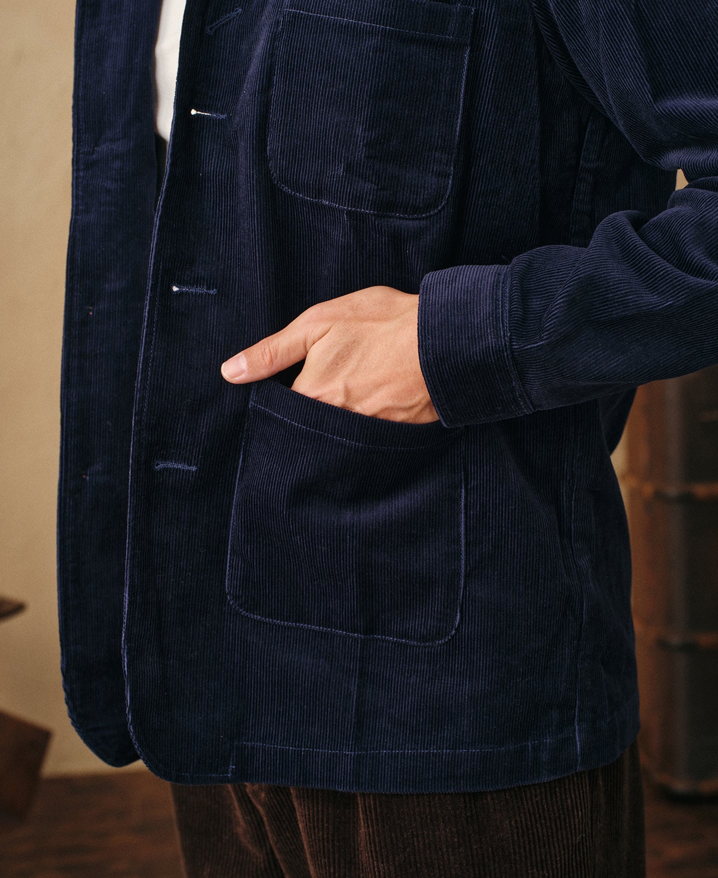 1940s French Indigo Corduroy Chore Coat