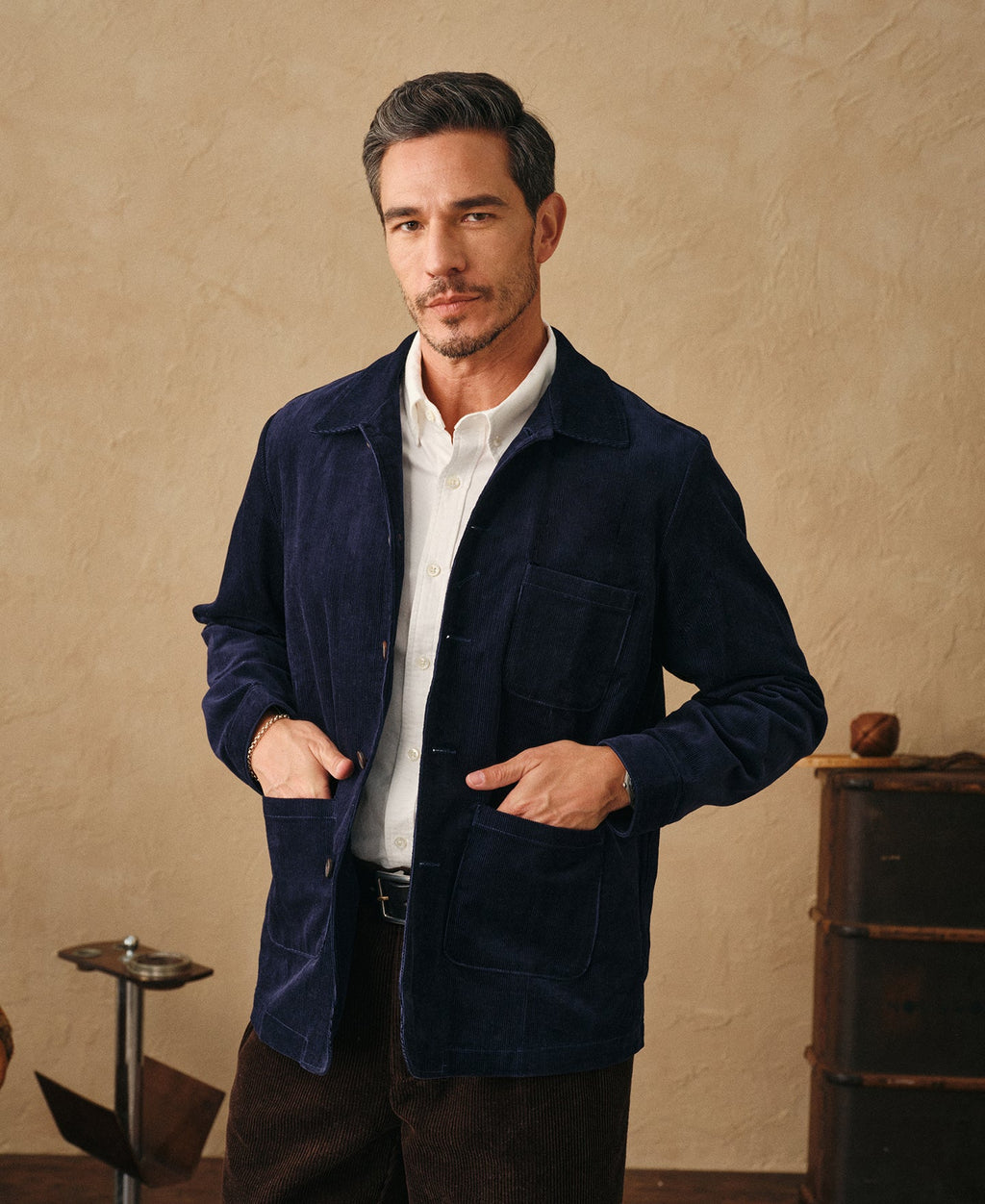 1940s French Indigo Corduroy Chore Coat