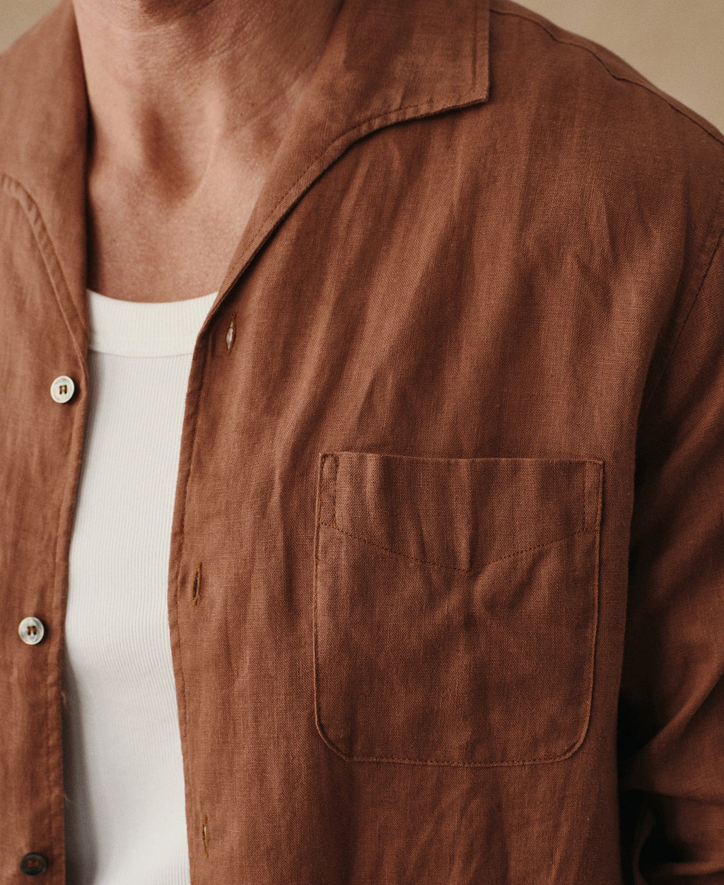 1950s Italian Collar Linen Shirt