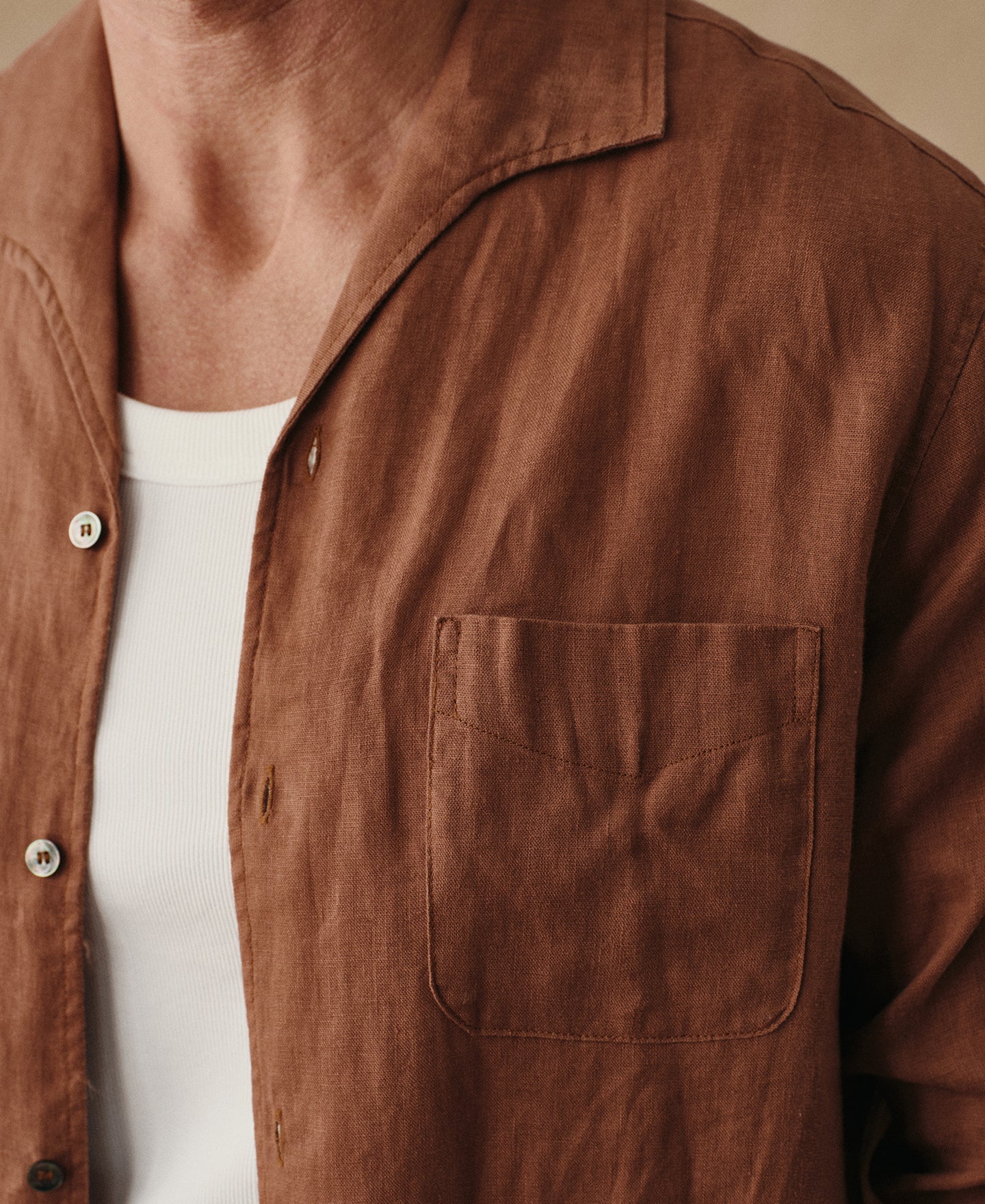 1950s Italian Collar Linen Shirt