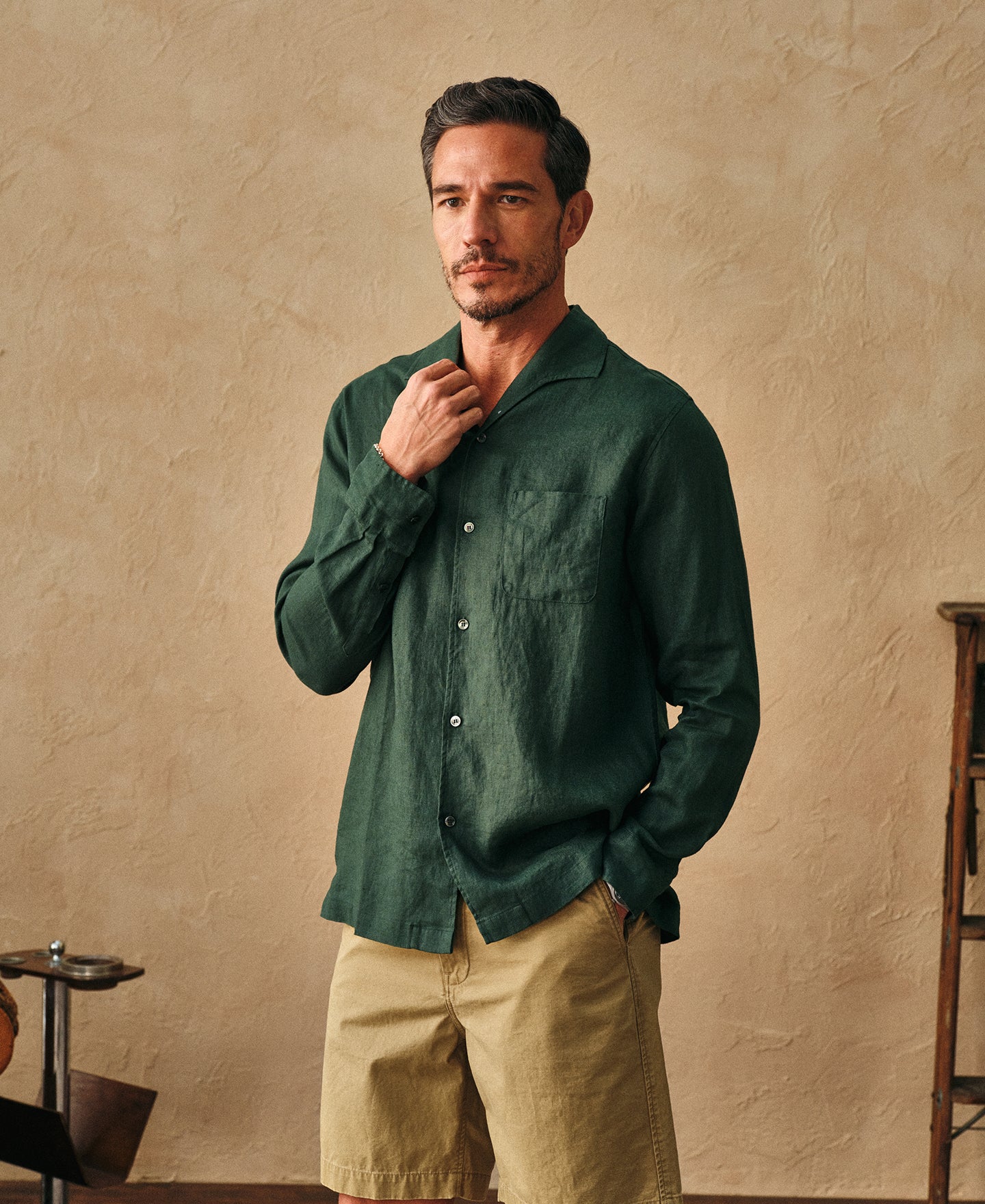 1950s Italian Collar Linen Shirt