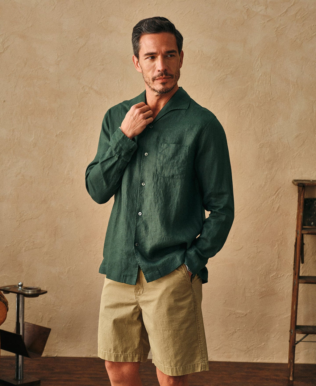 1950s Italian Collar Linen Shirt