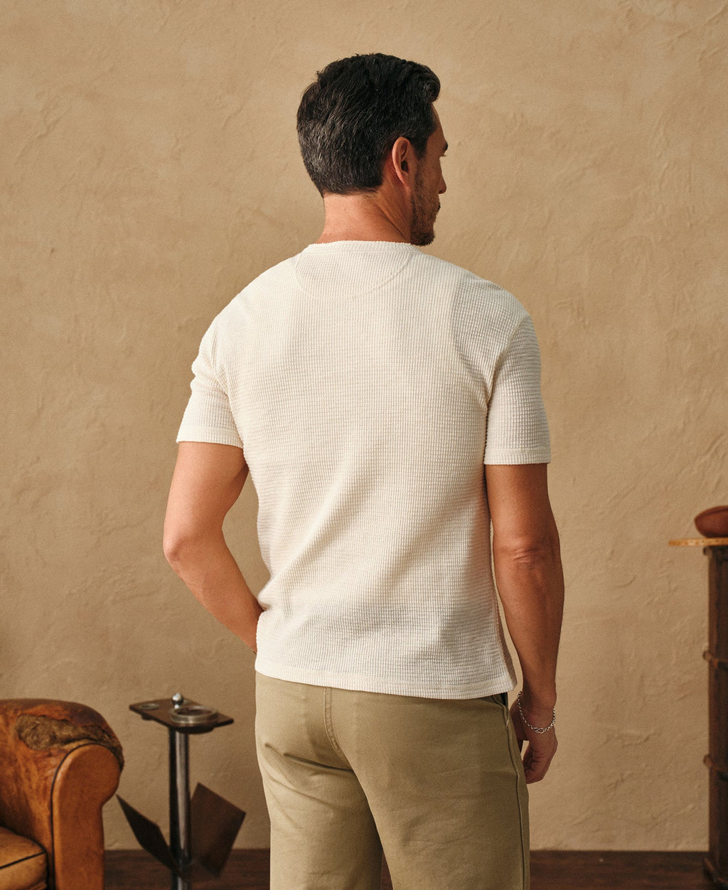 Honeycomb Waffle Knit Henley T-shirt